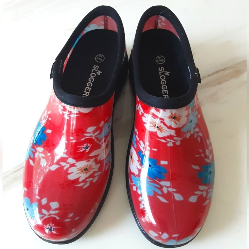 SLOGGERS Waterproof Rain | Garden Pink Floral Clogs Sz 10